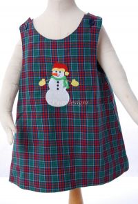 Kelly's Kids SNOWMAN Plaid Jumper DRESS Sz 2 NEW